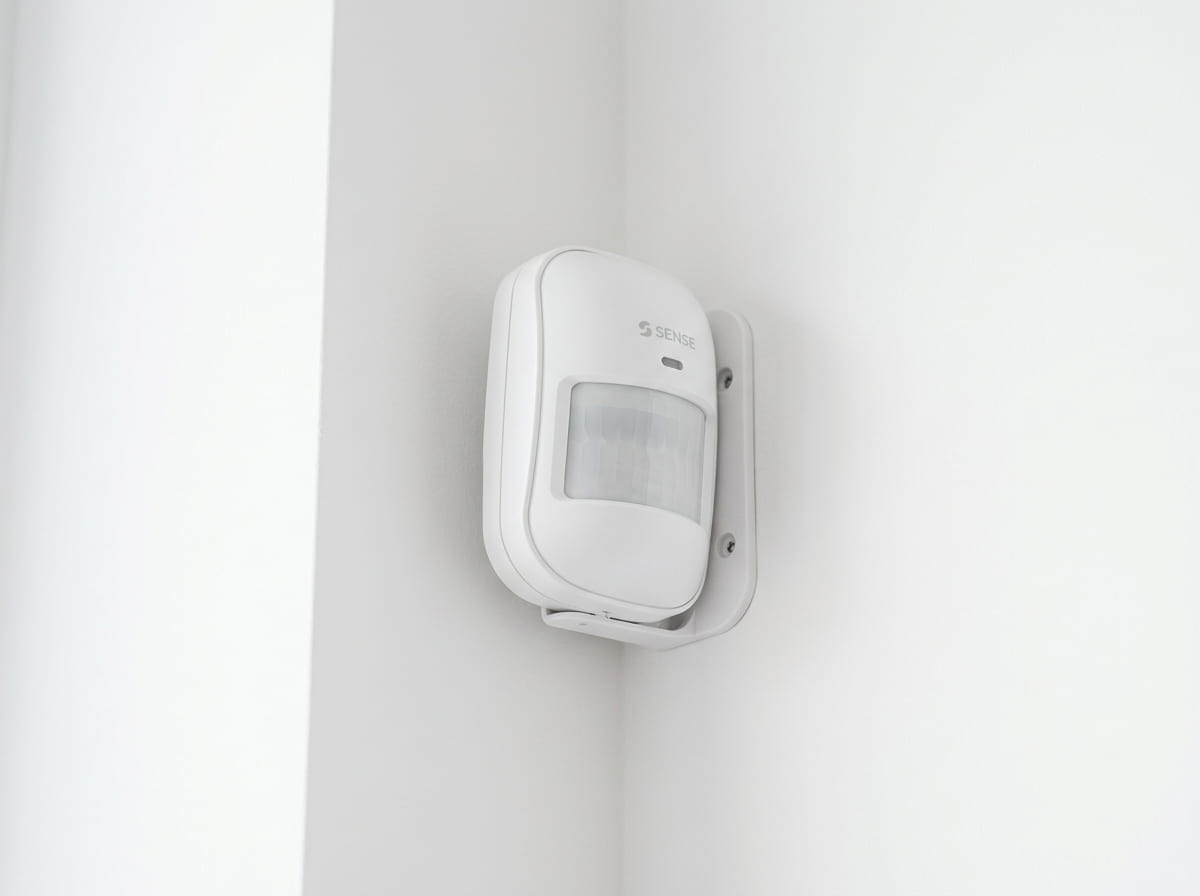 Detector de movimiento PIR blanco en pared